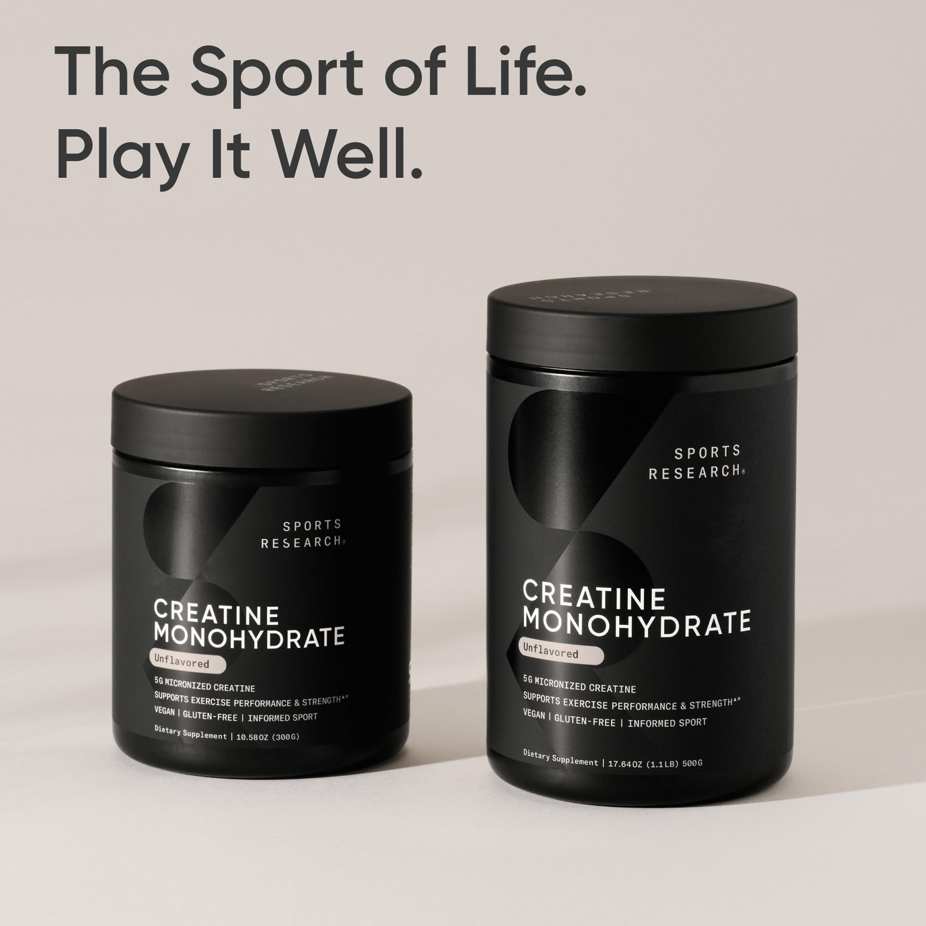 Sports Research Creatine Monohydrate Powder 599g unflavoured powder close-up