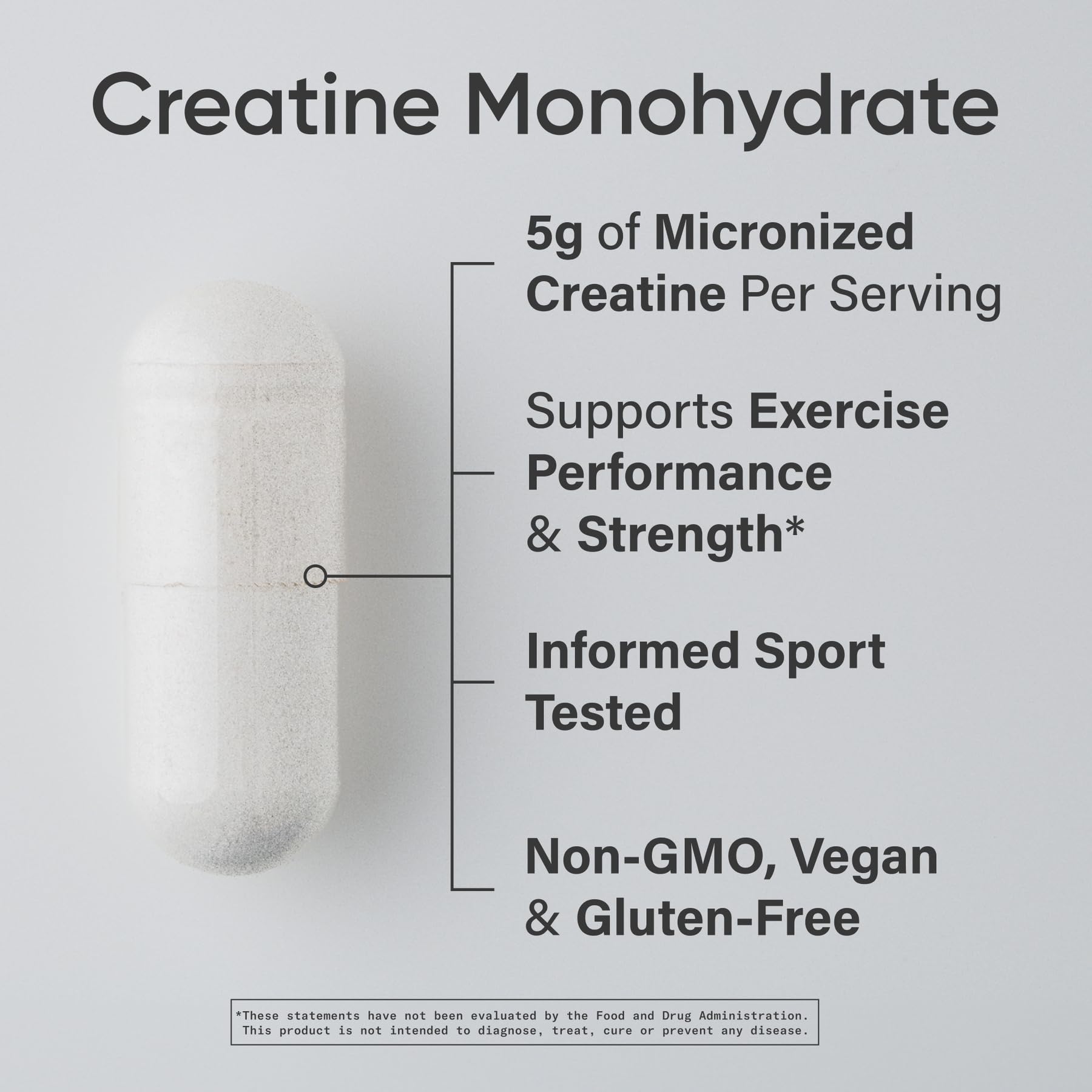 Sports Research Creatine Monohydrate Powder 5g Capsules back view