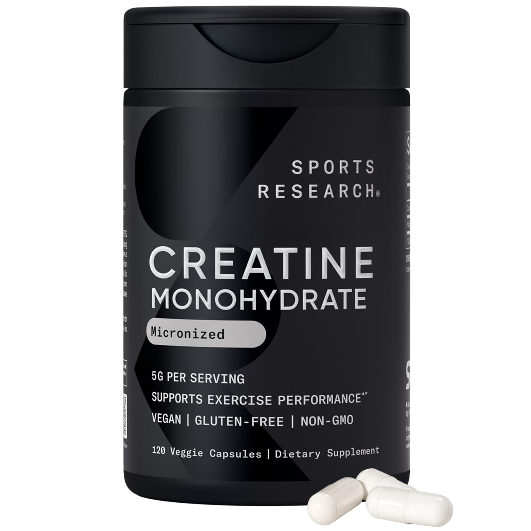 Sports Research Creatine Monohydrate Powder 5g Capsules front view
