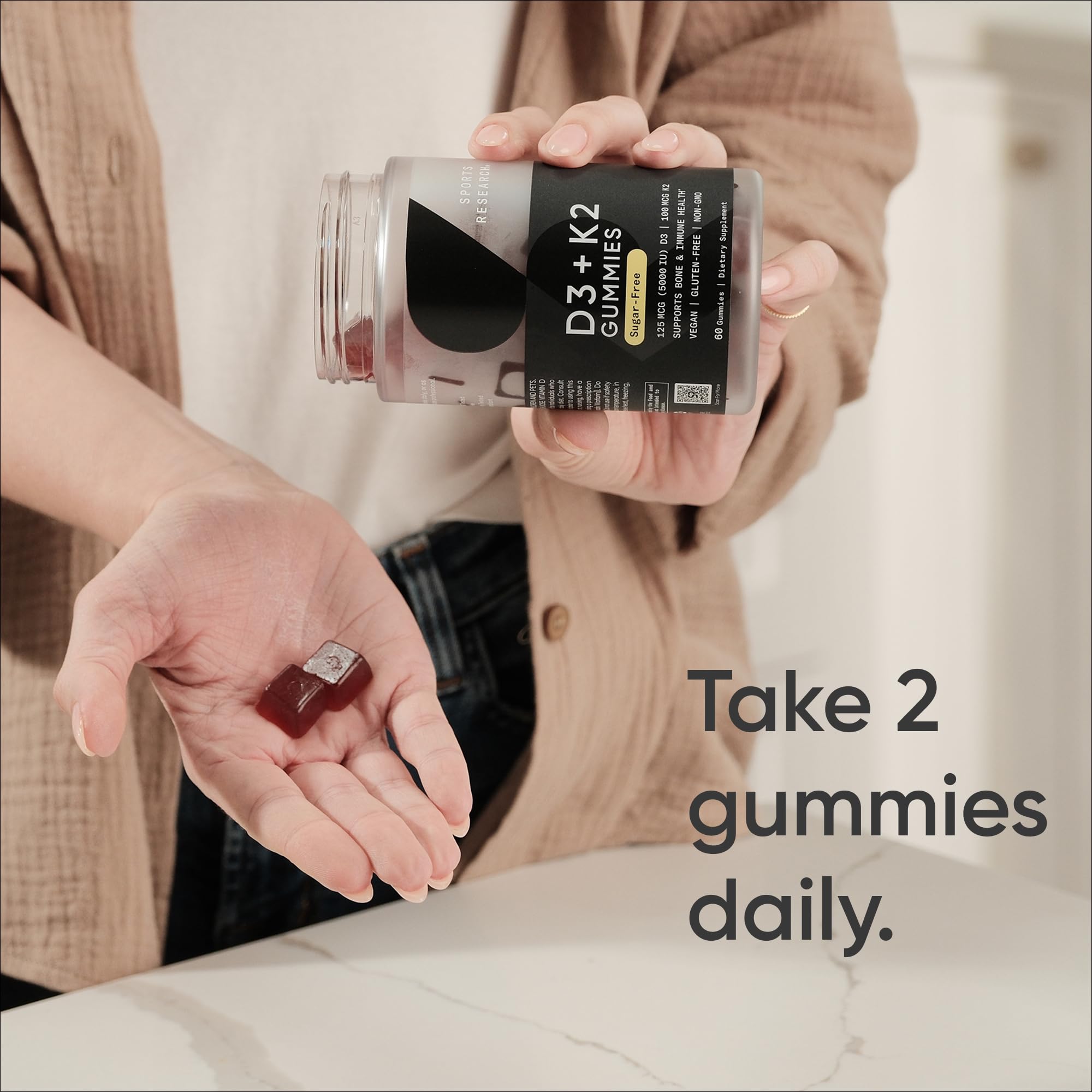 Sports Research D3 & K2 Gummies packaging side view