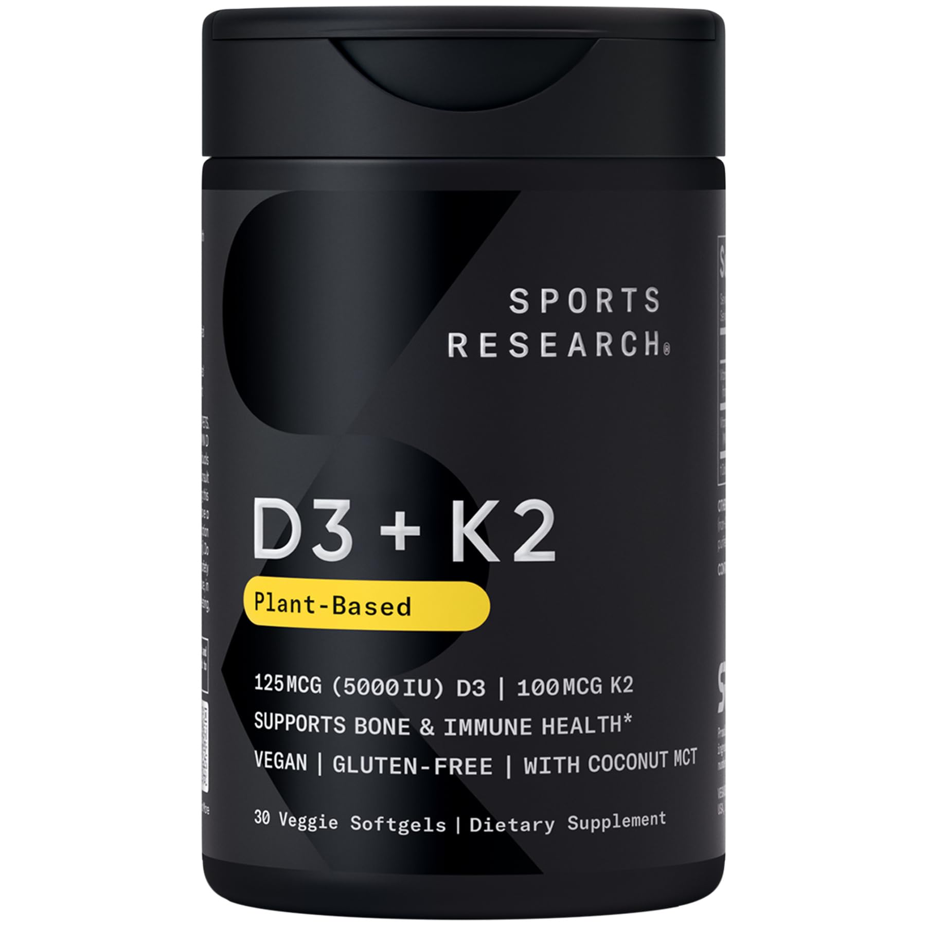 Sports Research D3 + K2 Softgels front view with packaging