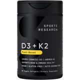 Sports Research D3 + K2 Softgels front view with packaging