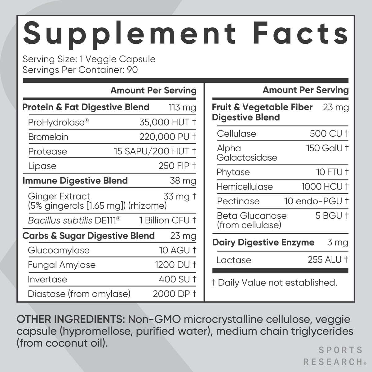 Sports Research daily Enzymes bottle with a measuring spoon