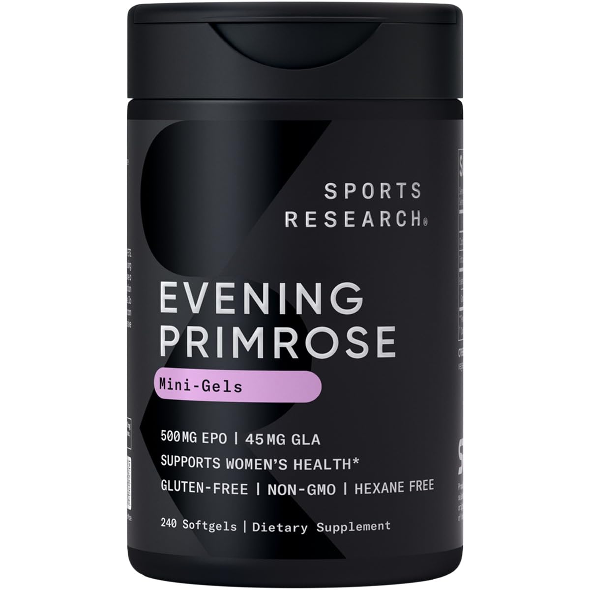 Sports Research Evening Primrose Oil 1300mg mini softgels front view