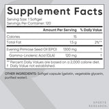 Sports Research Evening Primrose Oil 1300mg softgel back view