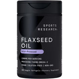 Sports Research Flaxseed Oil 1200mg Vegan Capsules front view