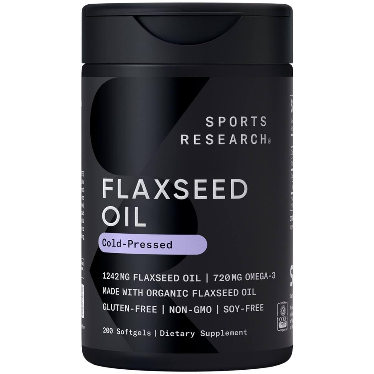 Sports Research Flaxseed Oil Softgels front view packaging