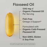 Sports Research Flaxseed Oil Softgels side view with dosage details