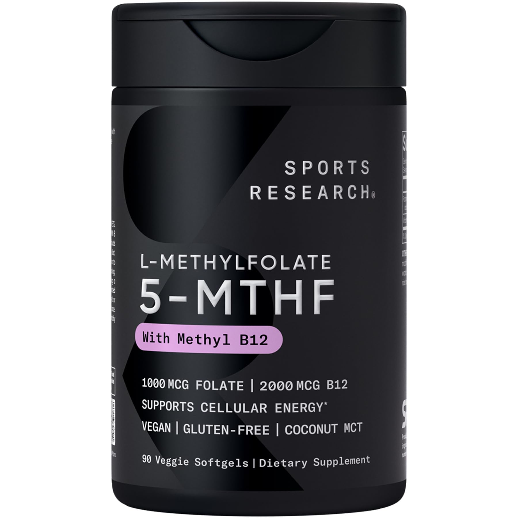 Sports Research Folic Acid B9 Supplement 1000 mcg front view