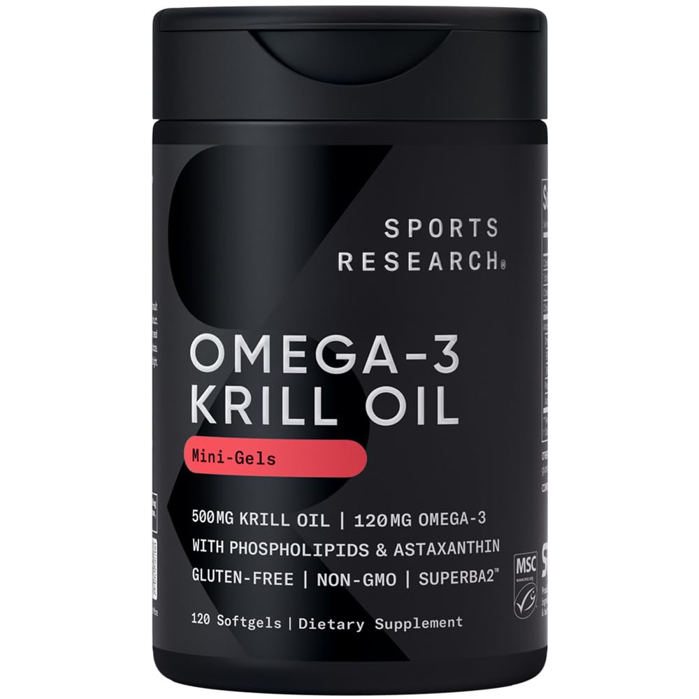 Sports Research Krill Oil 500mg Softgels front view