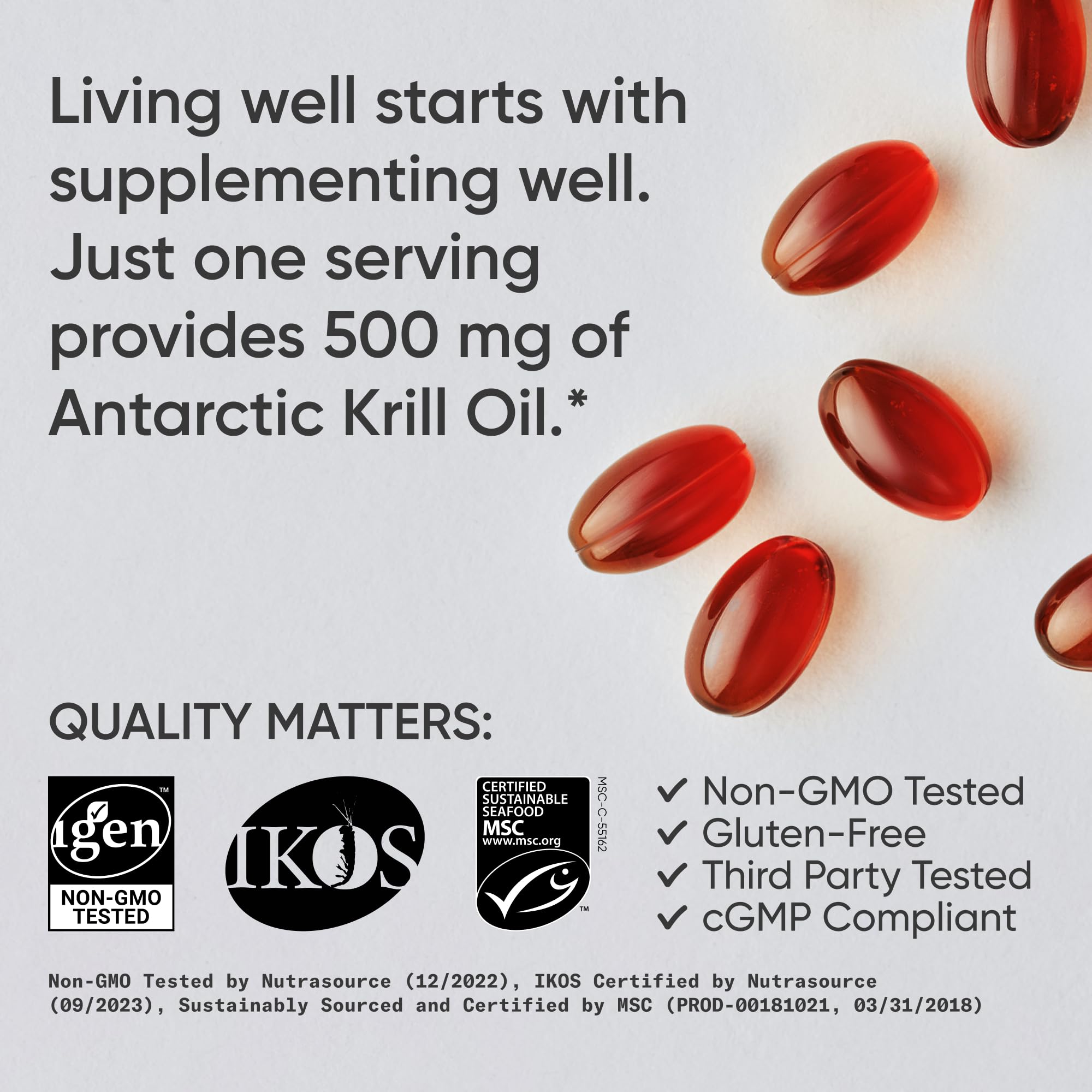 Sports Research Krill Oil 500mg Softgels side view
