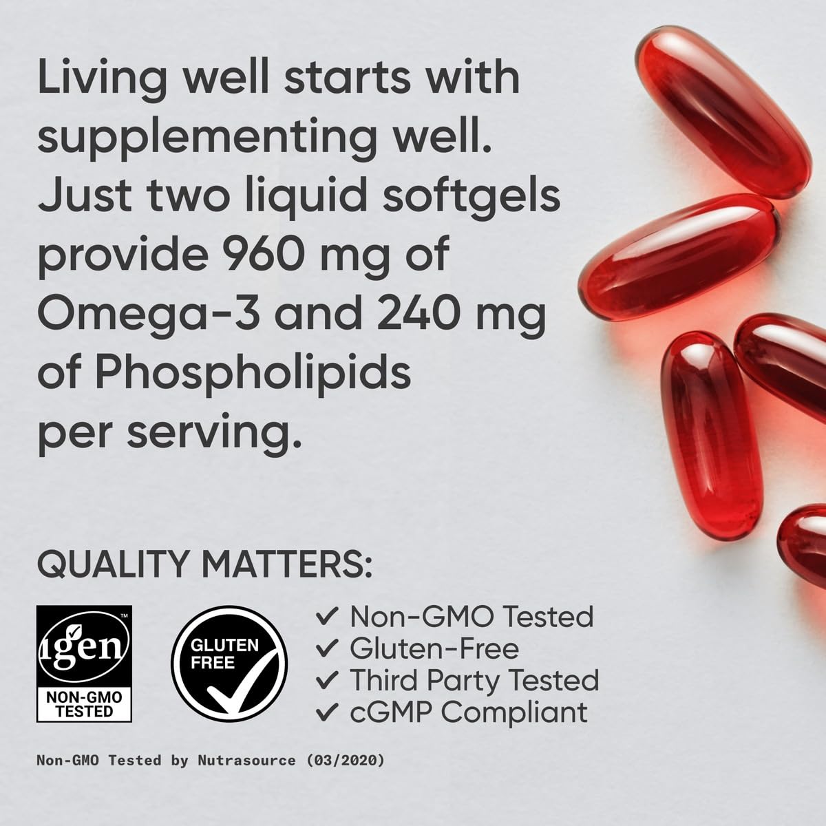Sports Research Krill Oil Omega-3 Supplement packaging details