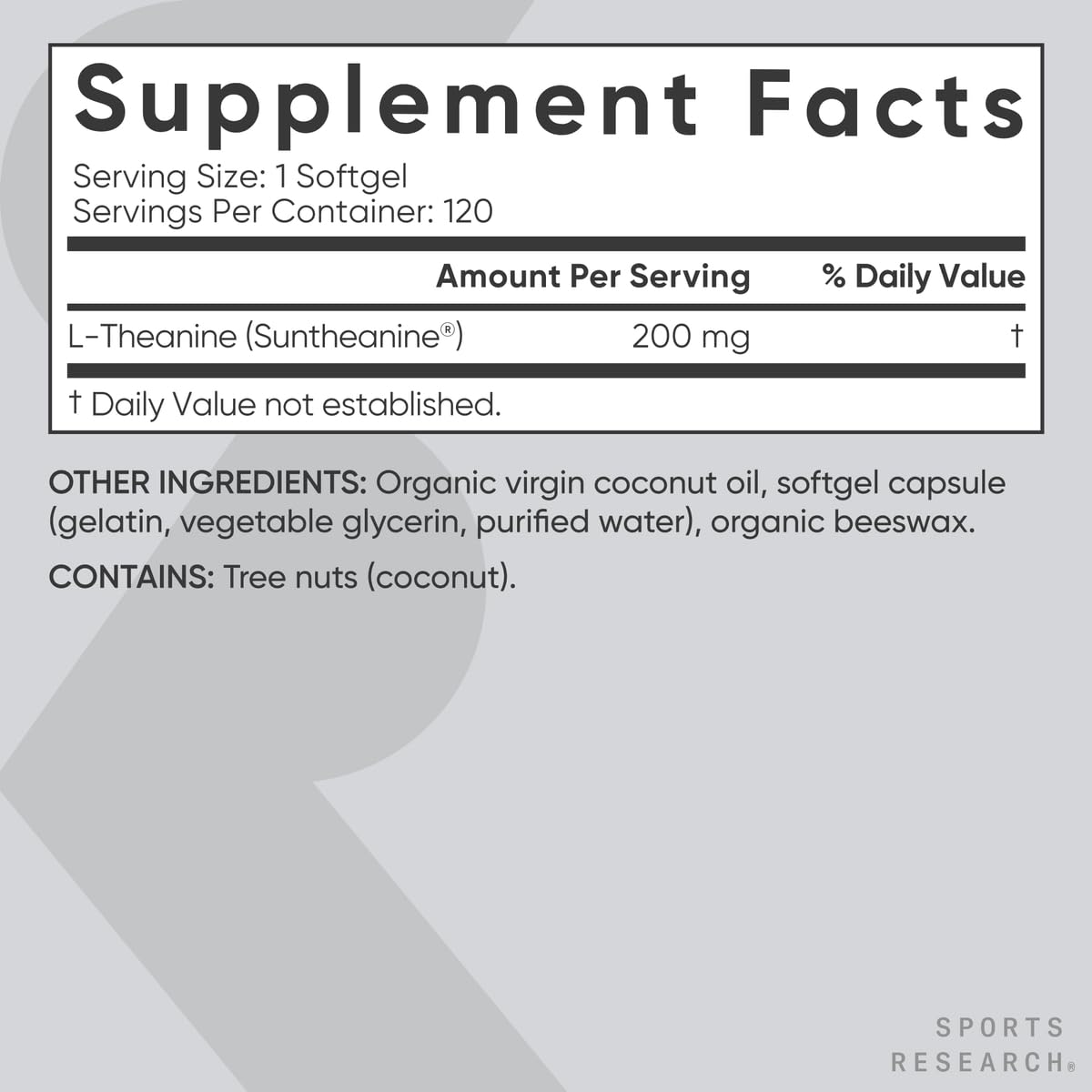 Sports Research L-Theanine softgel in hand