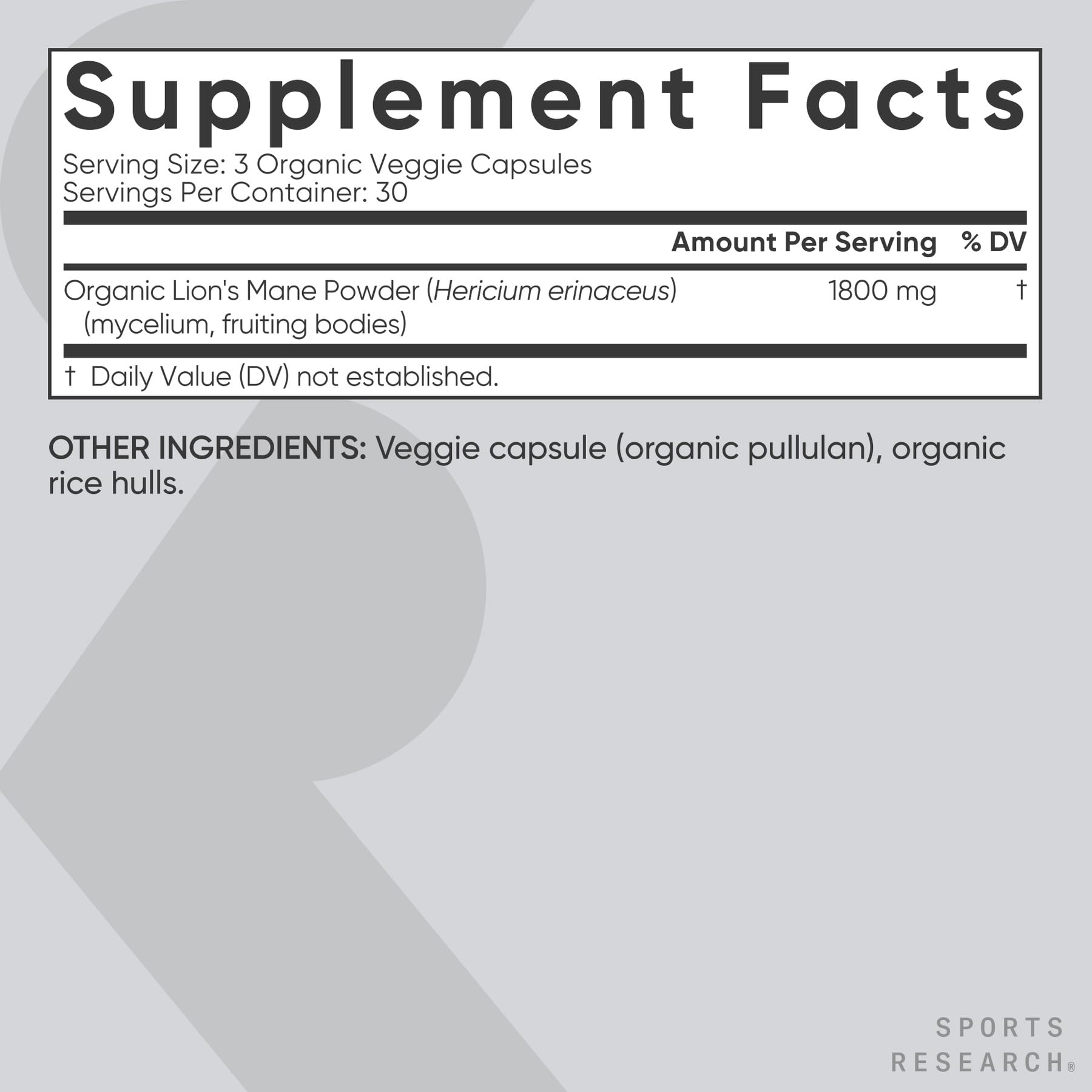Sports Research Lion’s Mane Mushroom Capsules with a measuring spoon