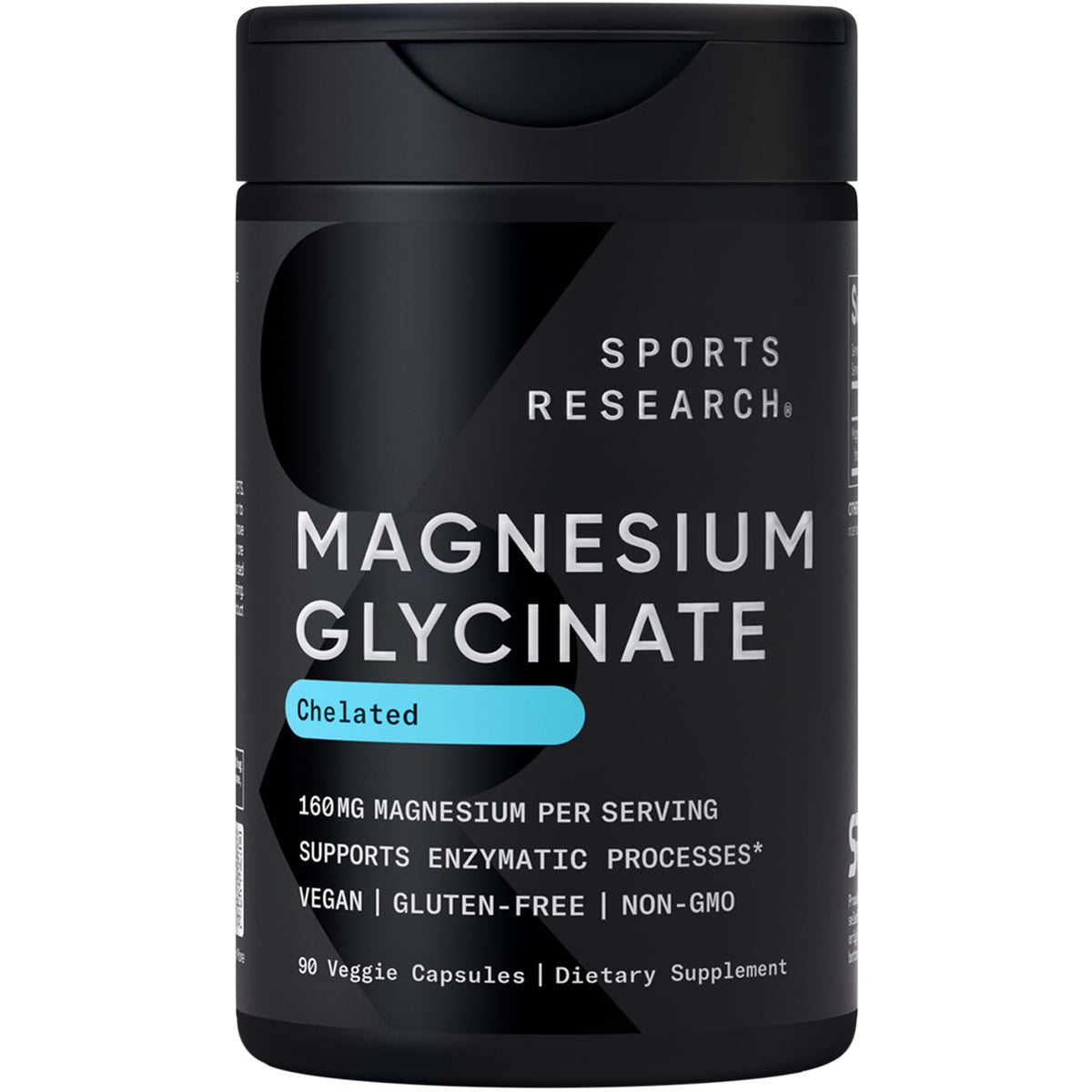 Sports Research Magnesium Glycinate 160mg vegan capsule bottle front view