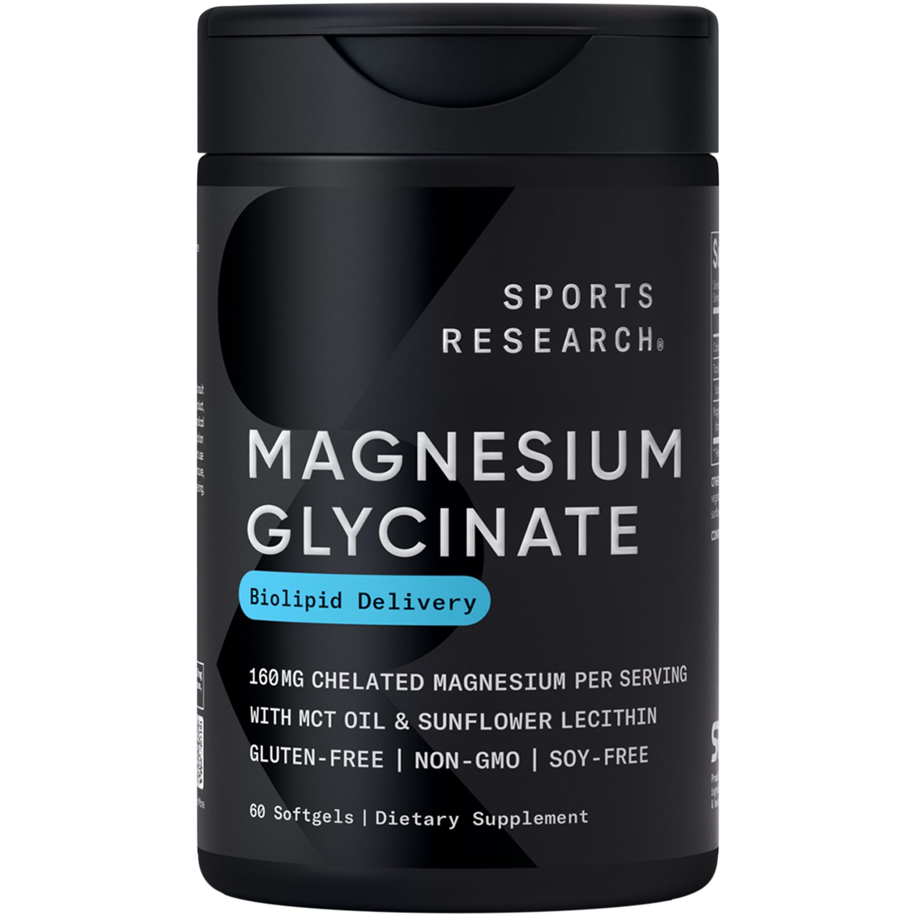 Sports Research Magnesium Glycinate 160mg vegan capsules front view