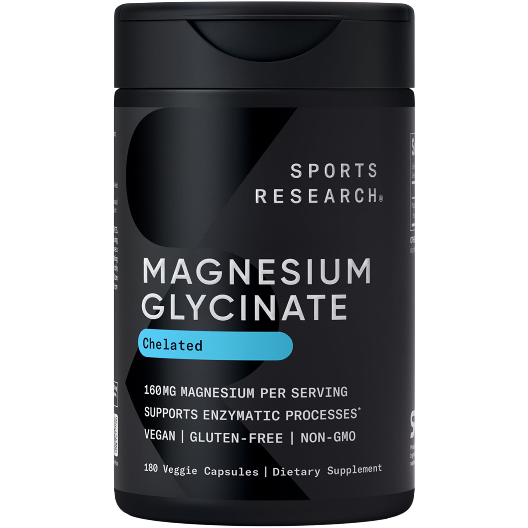 Sports Research Magnesium Glycinate 160mg vegan capsules front view
