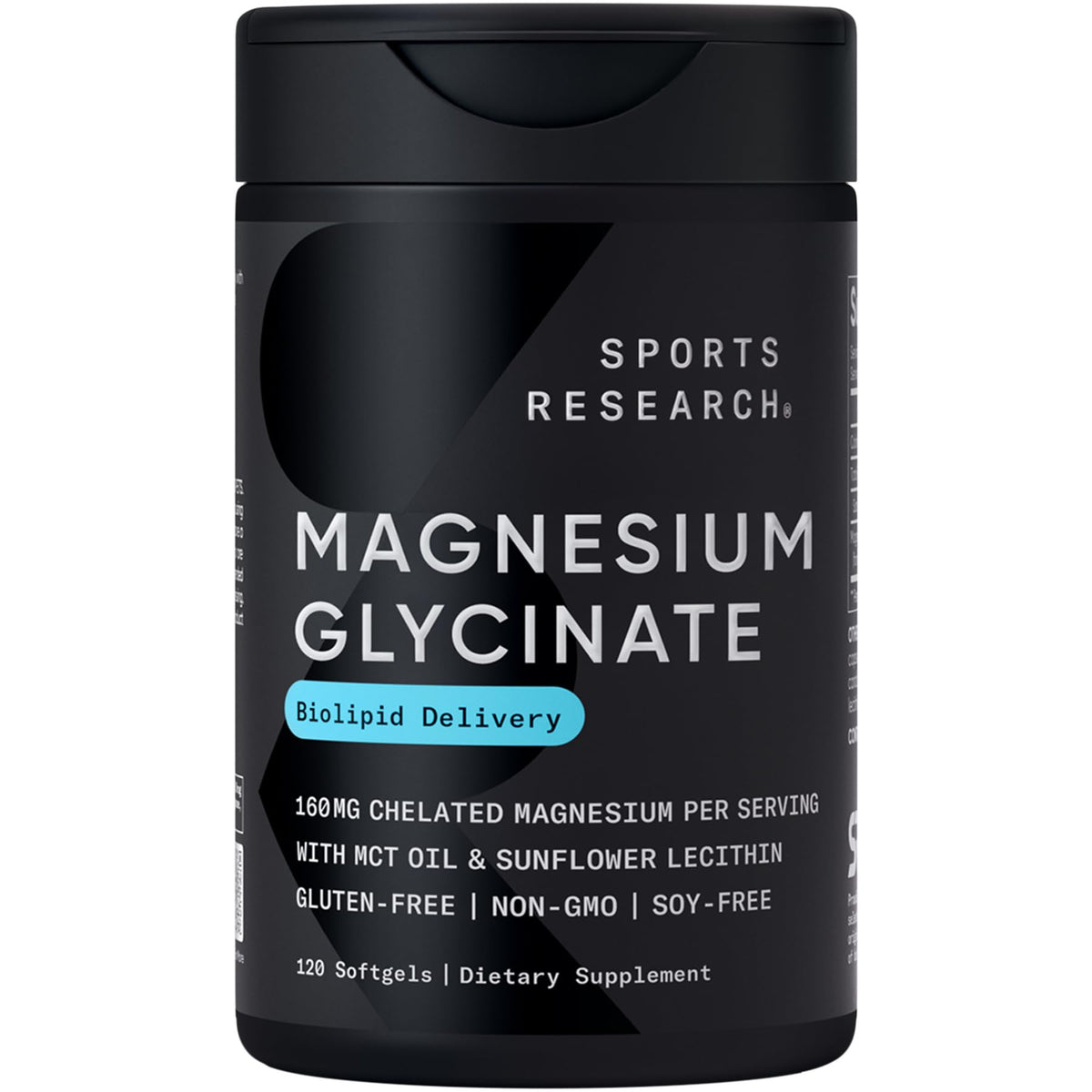 Sports Research Magnesium Glycinate 160mg vegan capsules front view