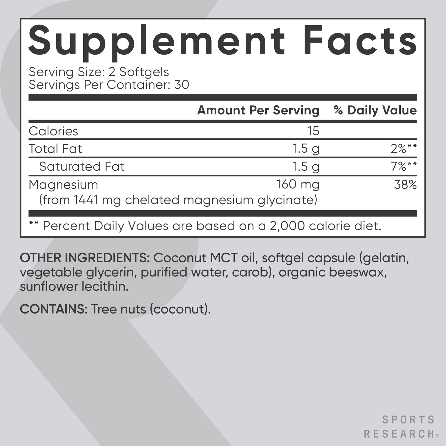 Sports Research Magnesium Glycinate 160mg vegan capsules on a wooden table