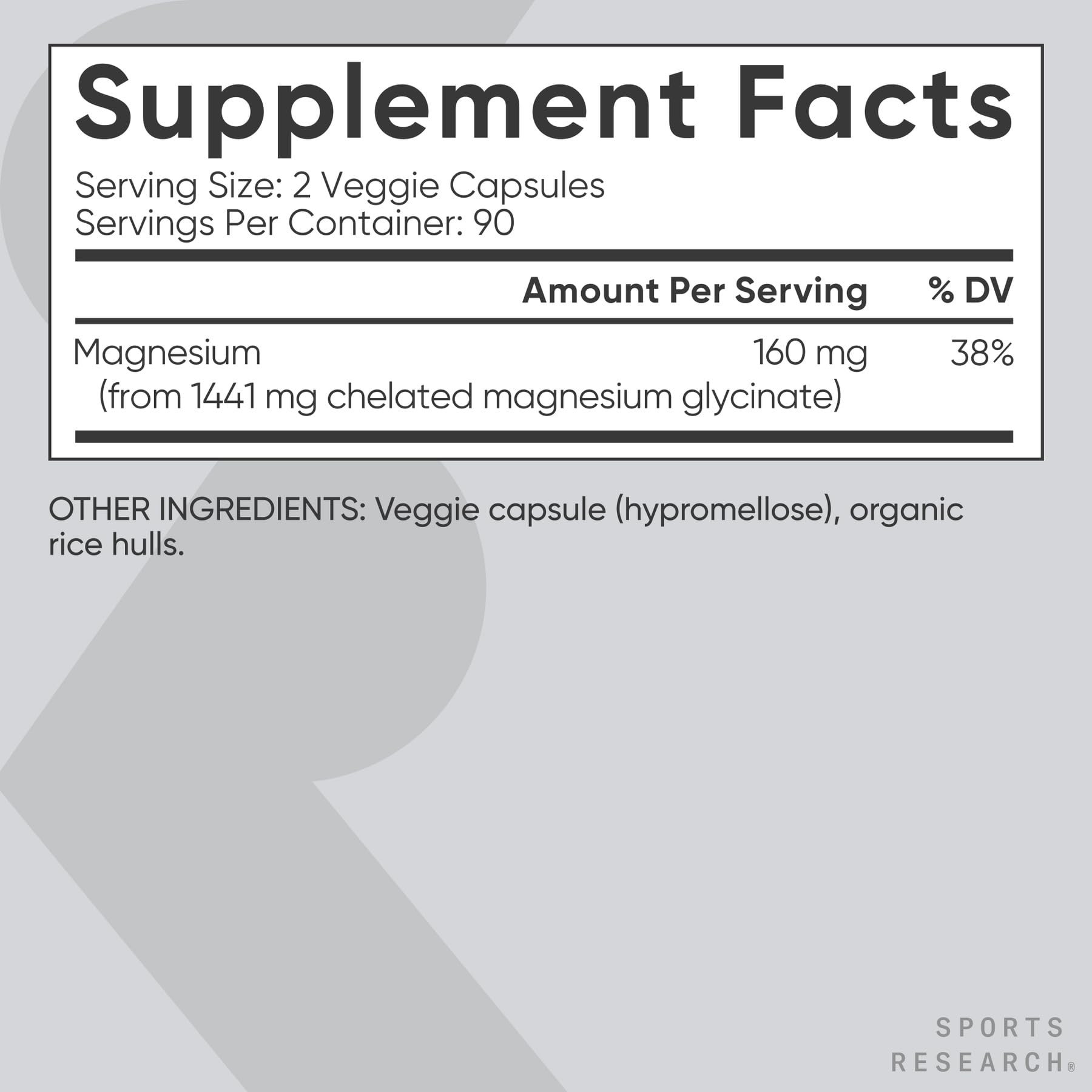 Sports Research Magnesium Glycinate 160mg vegan capsules with a measuring spoon