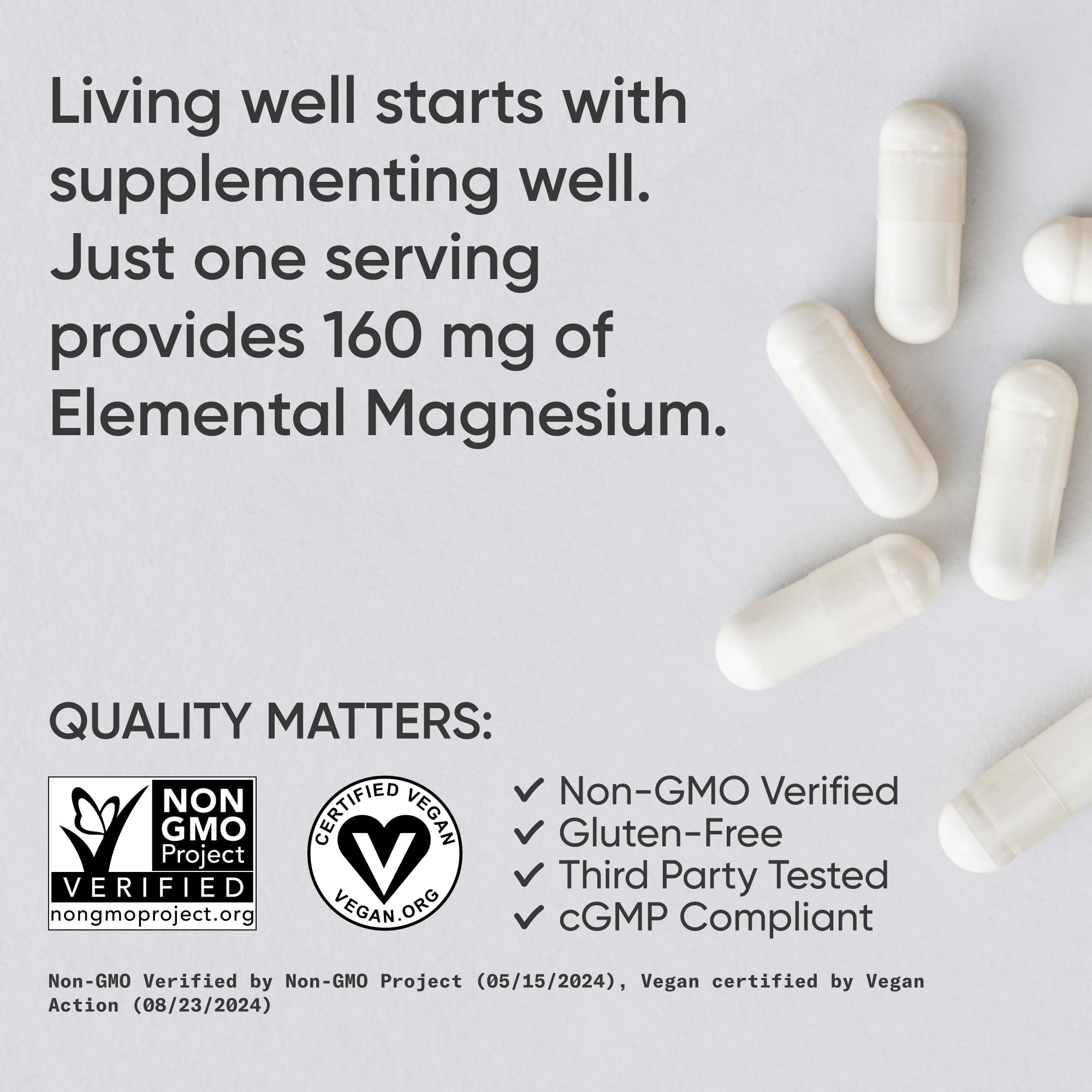 Sports Research Magnesium Glycinate 160mg vegan capsules with measuring spoon