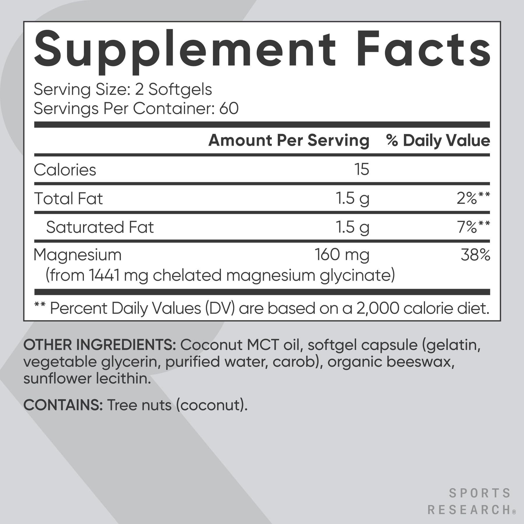 Sports Research Magnesium Glycinate bottle with capsules