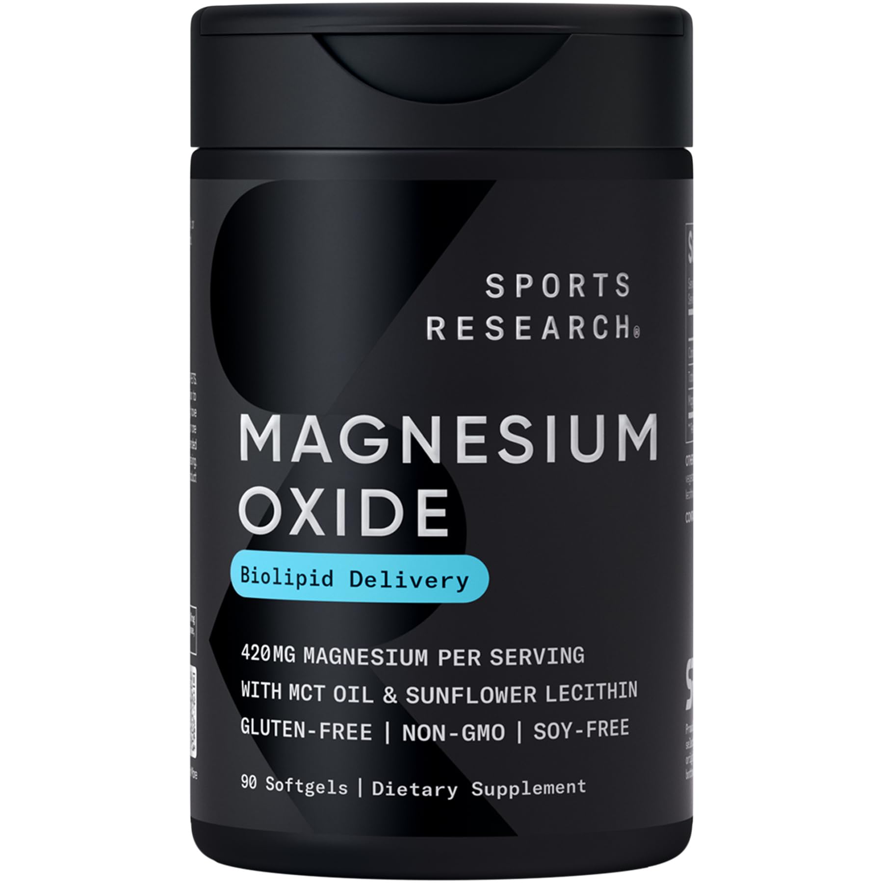 Sports Research Magnesium Supplement 420mg softgel bottle front view