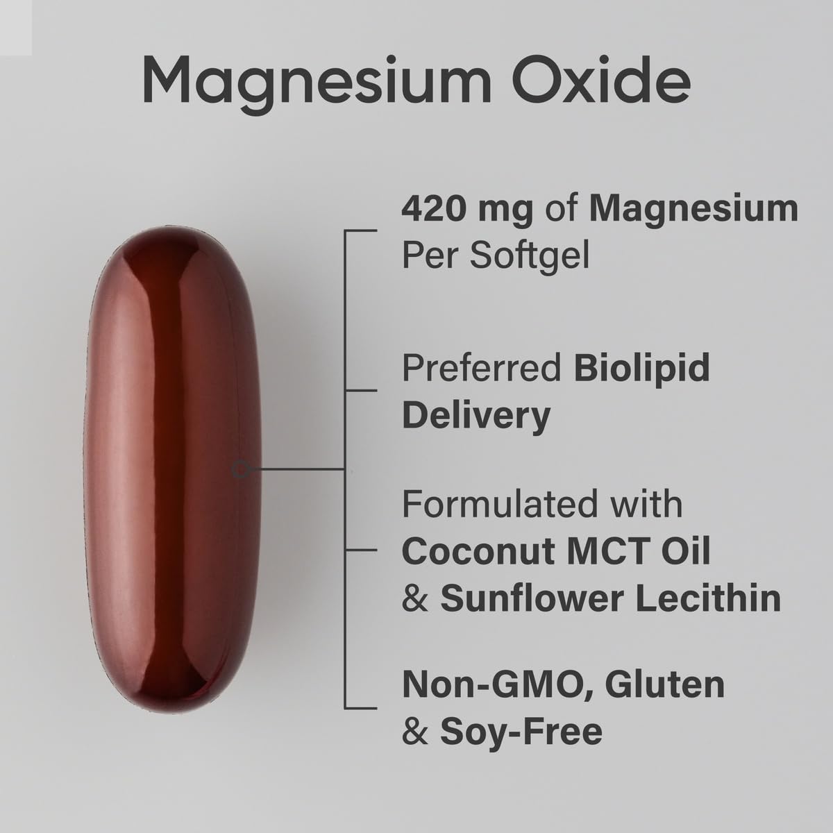 Sports Research Magnesium Supplement 420mg softgel bottle side view