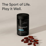 Sports Research Magnesium Supplement softgels on a wooden table