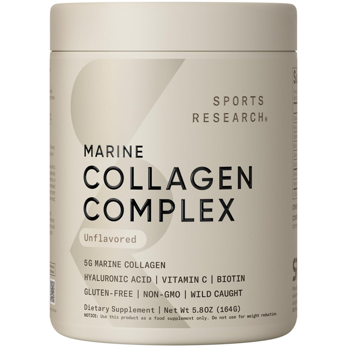 Sports Research Marine Collagen Peptides Powder front view packaging