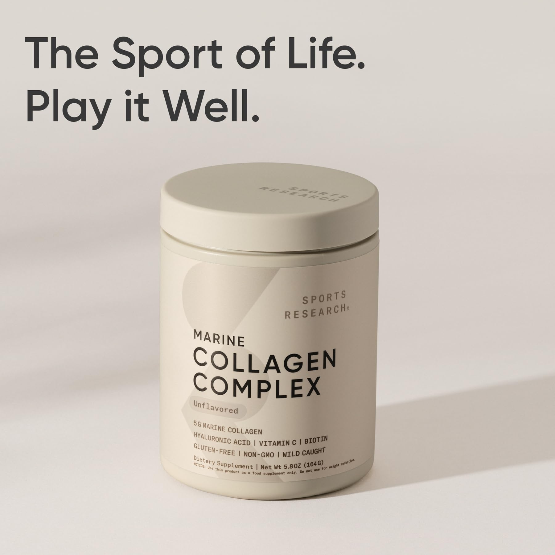 Sports Research Marine Collagen Peptides Powder nutritional information on packaging