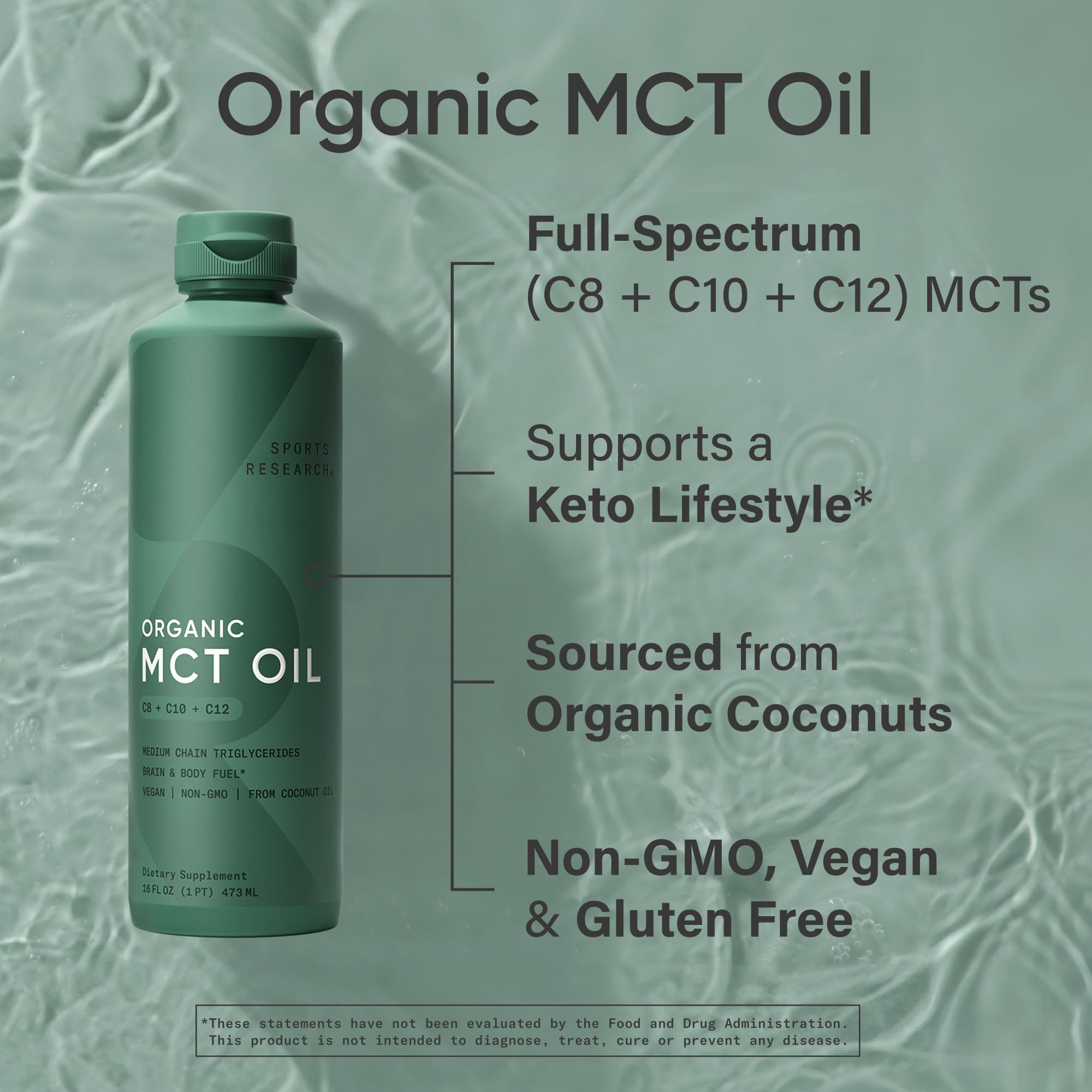 Sports Research MCT Oil 494g in a kitchen setting with coffee