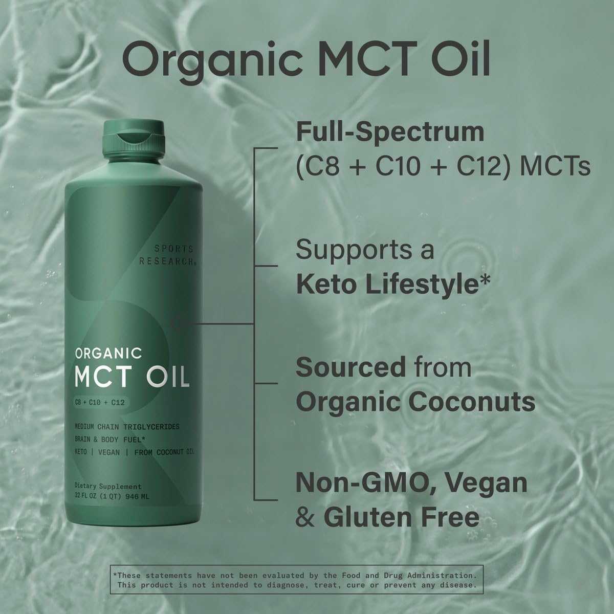 Sports Research MCT Oil 907g in a kitchen setting with coffee
