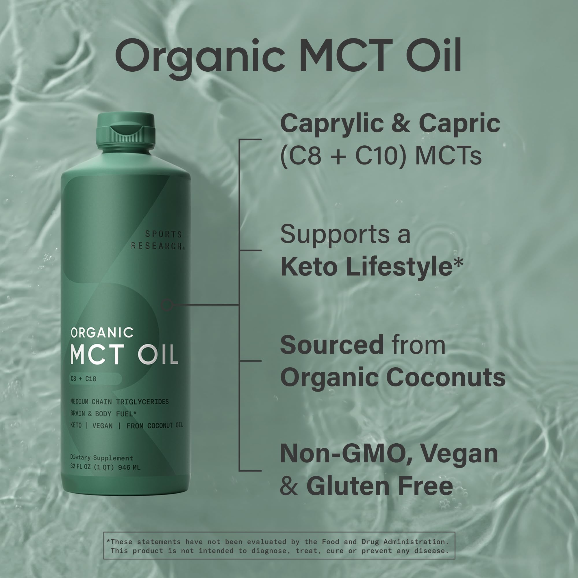 Sports Research MCT Oil 971g in a kitchen setting