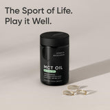 Sports Research MCT Oil Softgels with coconut oil background