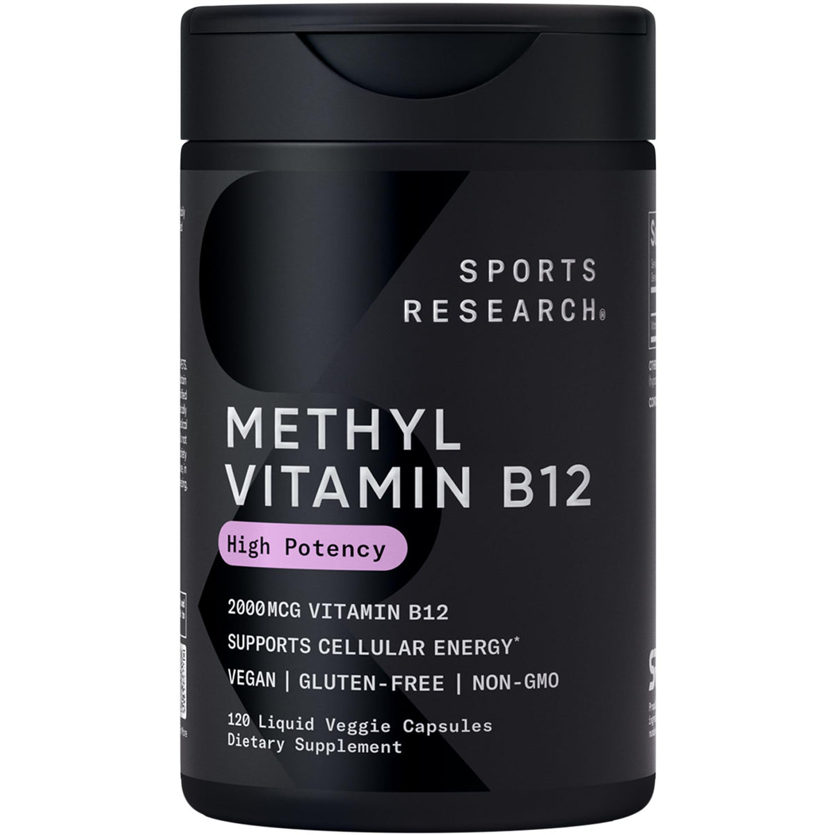 Sports Research Methyl B12 Liquid Veggie Capsules front view