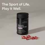 Sports Research Methyl B12 Liquid Veggie Capsules with a measuring spoon