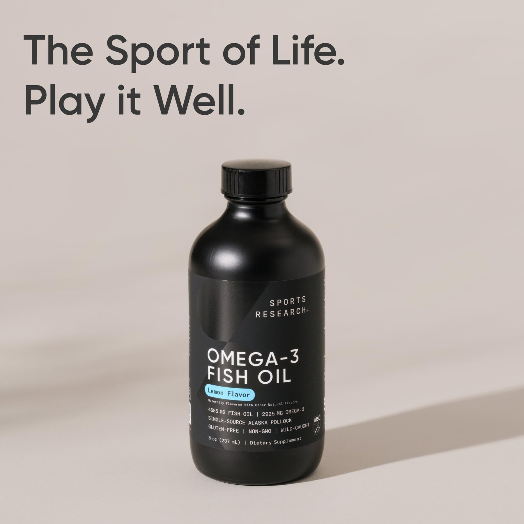 Sports Research Omega-3 Fish Oil Liquid with lemon flavour