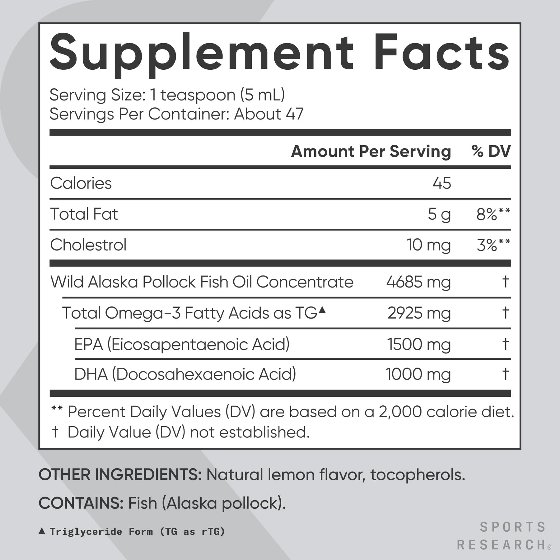 Sports Research Omega-3 Fish Oil Liquid with smoothie ingredients
