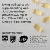 Sports Research Omega-3 Fish Oil Mini Softgels on a wooden table