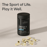 Sports Research Omega-3 Fish Oil softgel on a wooden table