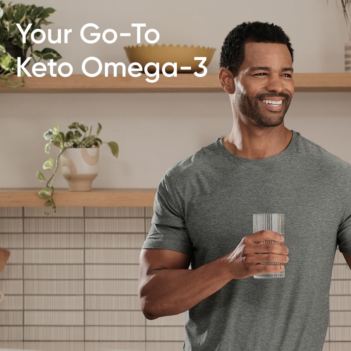 Sports Research Omega-3 Fish Oil Supplement lifestyle scene with healthy food