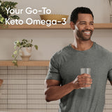 Sports Research Omega-3 Fish Oil Supplement lifestyle scene with healthy food