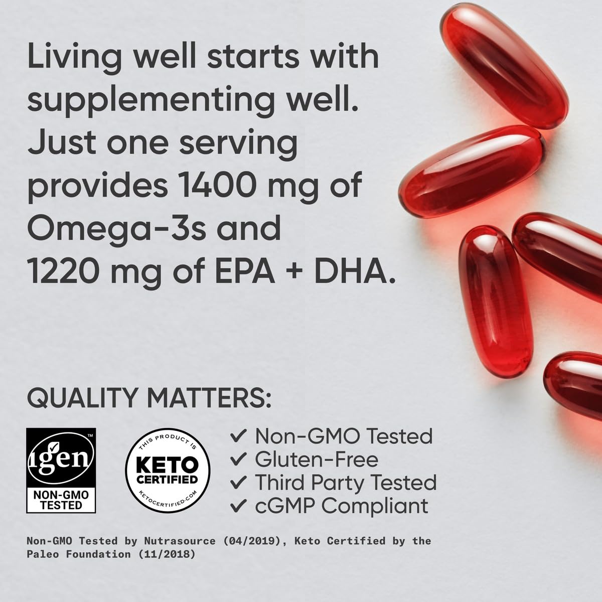 Sports Research Omega-3 Fish Oil Supplement showing dosage information