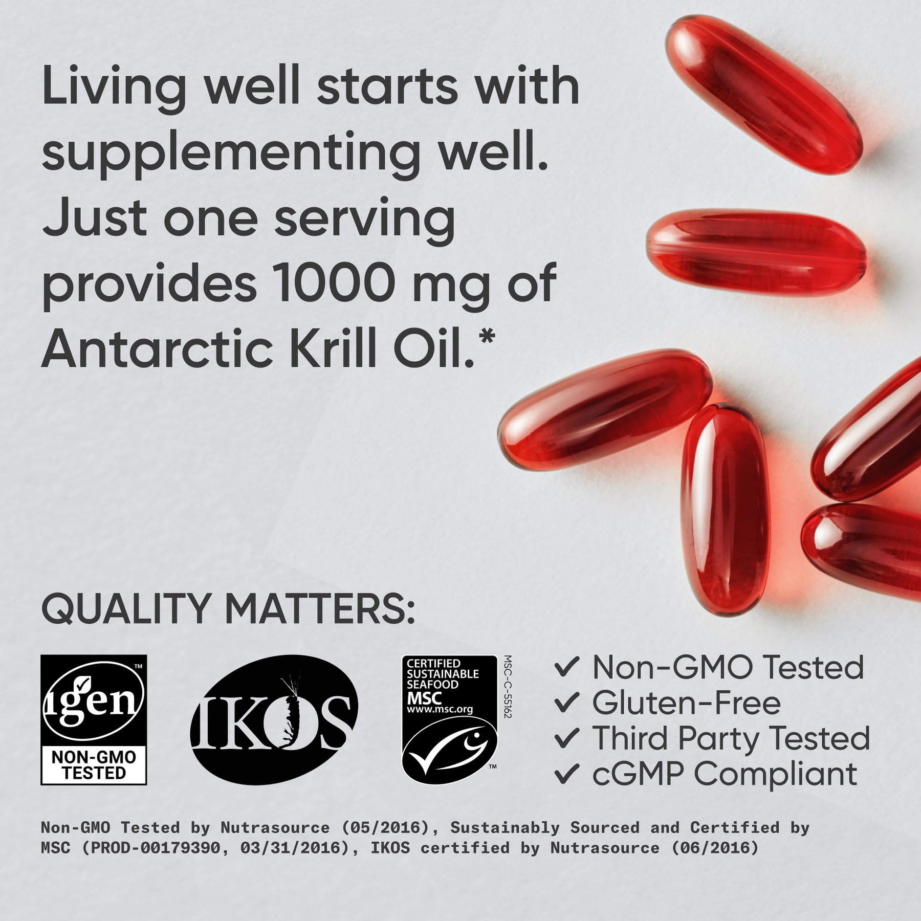 Sports Research Omega-3 Krill Oil Softgels with ingredients list