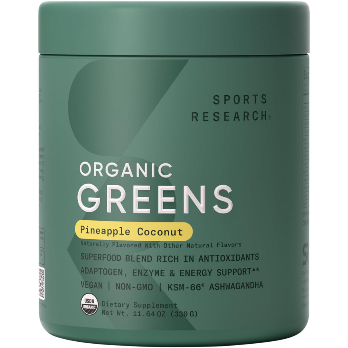 Sports Research Spirulina Greens Powder 417g front view