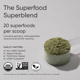 Sports Research Spirulina Super Greens Powder scoop showing powder