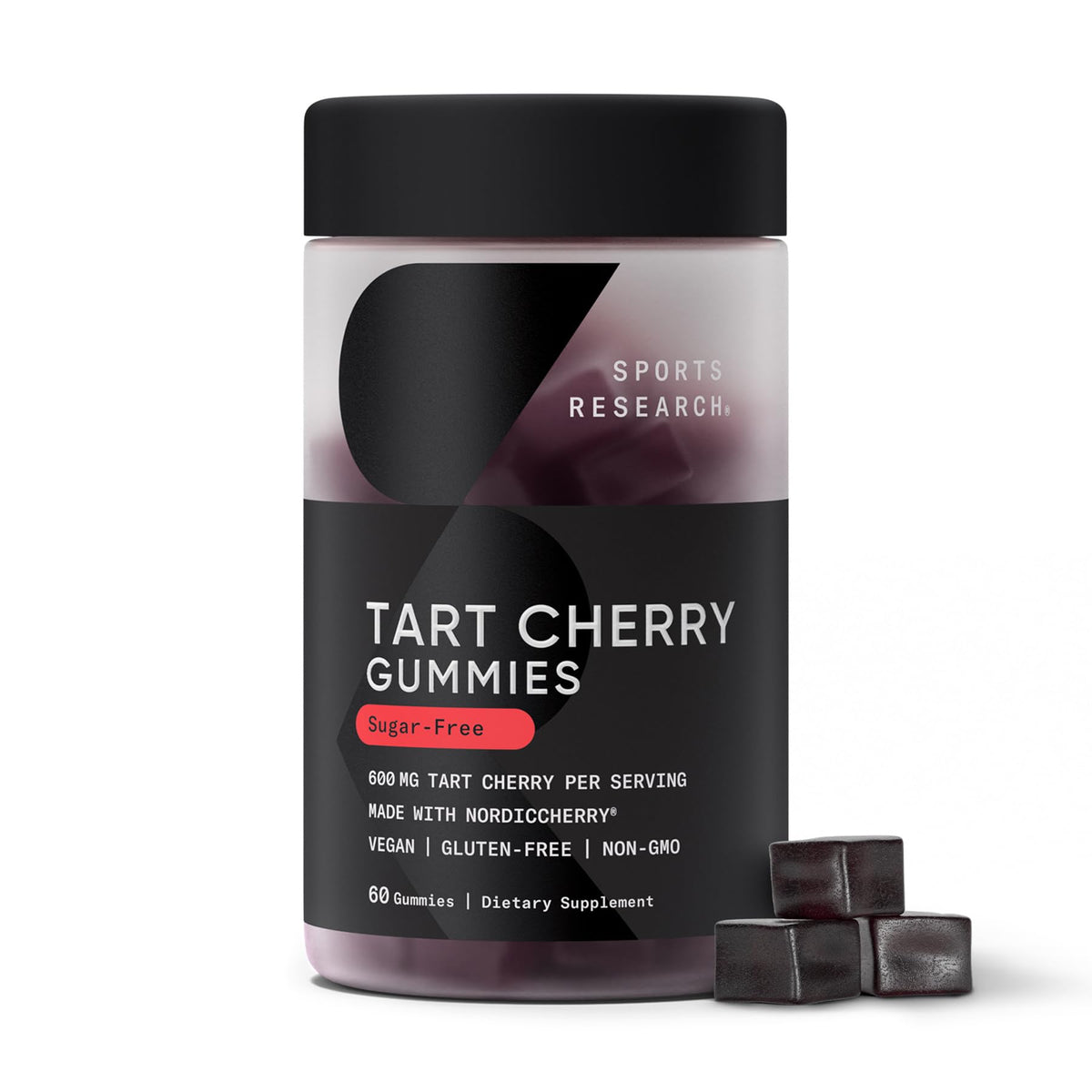 Sports Research Tart Cherry Gummies front view with packaging