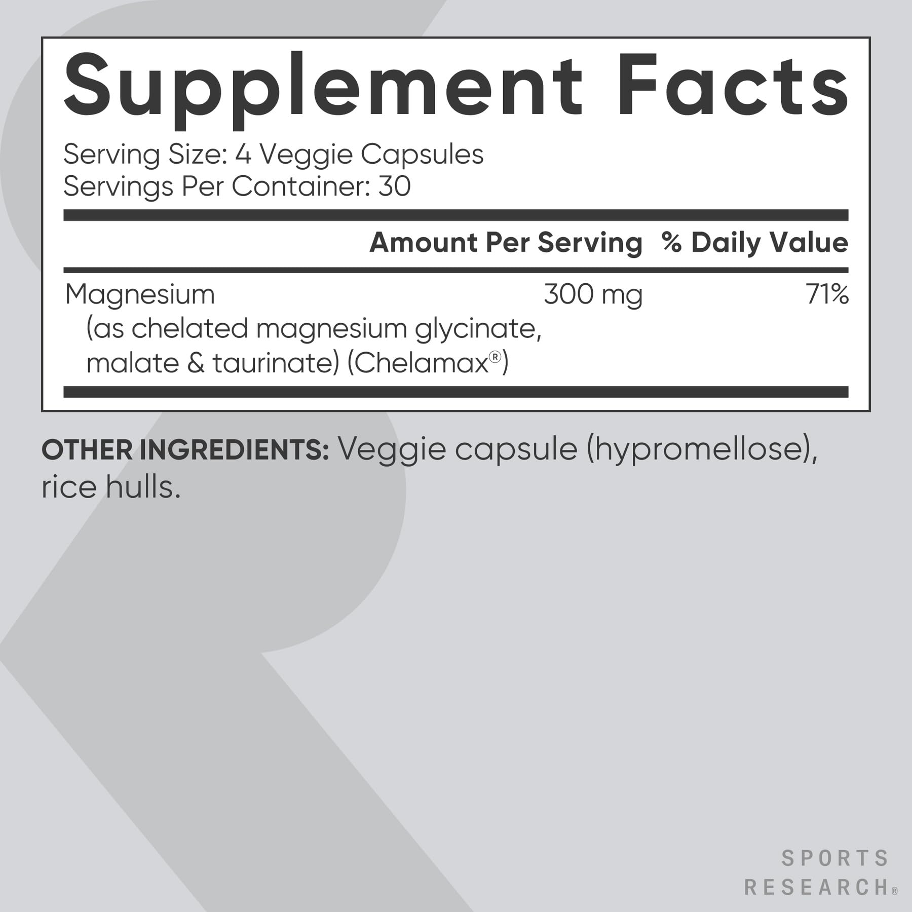 Sports Research Triple Chelated Magnesium Complex 300mg Capsules with measuring spoon