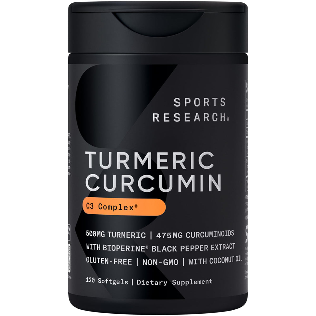 Sports Research Turmeric Curcumin 500mg softgels front view